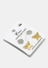 Load image into Gallery viewer, 2-Piece Butterfly & Flower Stud Earrings