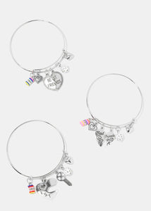"Best Friends" Heart Charm Bangle Bracelet