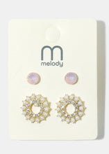 Load image into Gallery viewer, 2-Pair Pearl &amp; Gemstone Earrings
