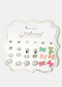 12-Pair Bow Multi Design Earrings