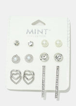 Load image into Gallery viewer, 6-Pair Heart &amp; Bar Earring Set
