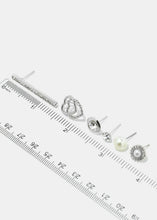 Load image into Gallery viewer, 6-Pair Heart &amp; Bar Earring Set
