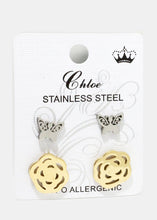Load image into Gallery viewer, 2-Piece Butterfly &amp; Flower Stud Earrings
