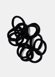 12-Piece Black Ridged Hair Ties