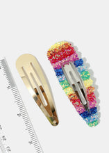 Load image into Gallery viewer, 2-Piece Glittery Rainbow Snap Clips
