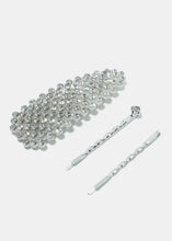 Load image into Gallery viewer, 3-Piece Rhinestone Snap Hair Clips
