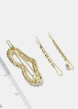 Load image into Gallery viewer, 3-Piece Rhinestone &amp; Pearl Heart Hair Pins
