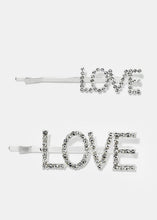 Load image into Gallery viewer, 2-Piece Rhinestone "LOVE" Hair Pins
