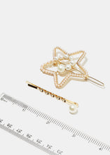 Load image into Gallery viewer, 3 Piece Pearl Studded Star Hair Pins

