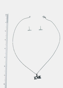"LOVE" Necklace and Earrings Set