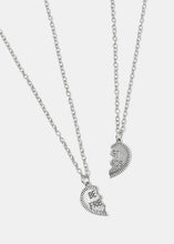 Load image into Gallery viewer, 2-Piece Half Heart "BEST FRIENDS" Silver Necklace
